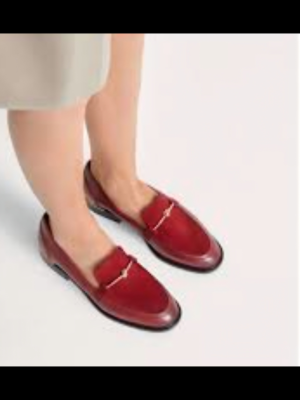 Women's Red Slip-On Loafers with Metal Bit